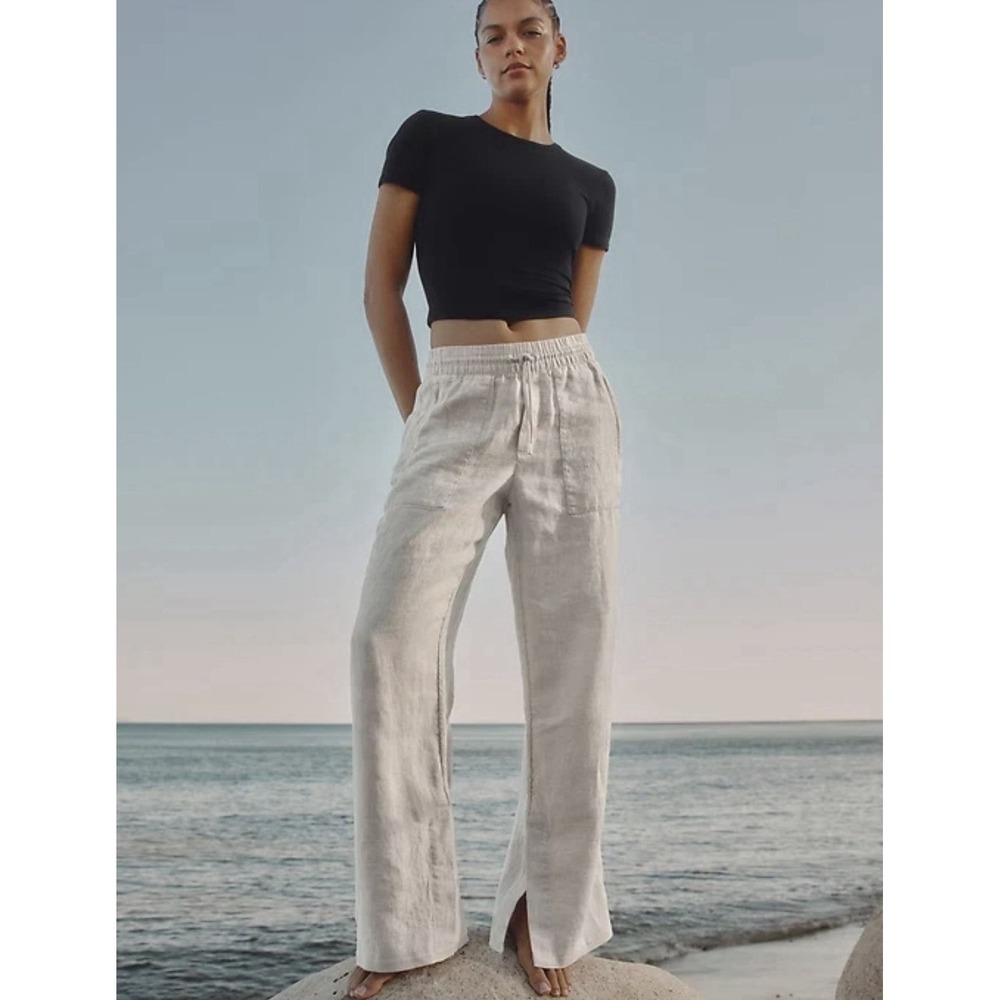 NWOT‎ Athleta 100% Linen Retreat Wide Leg Pants Women's 2X High Rise Lightweight